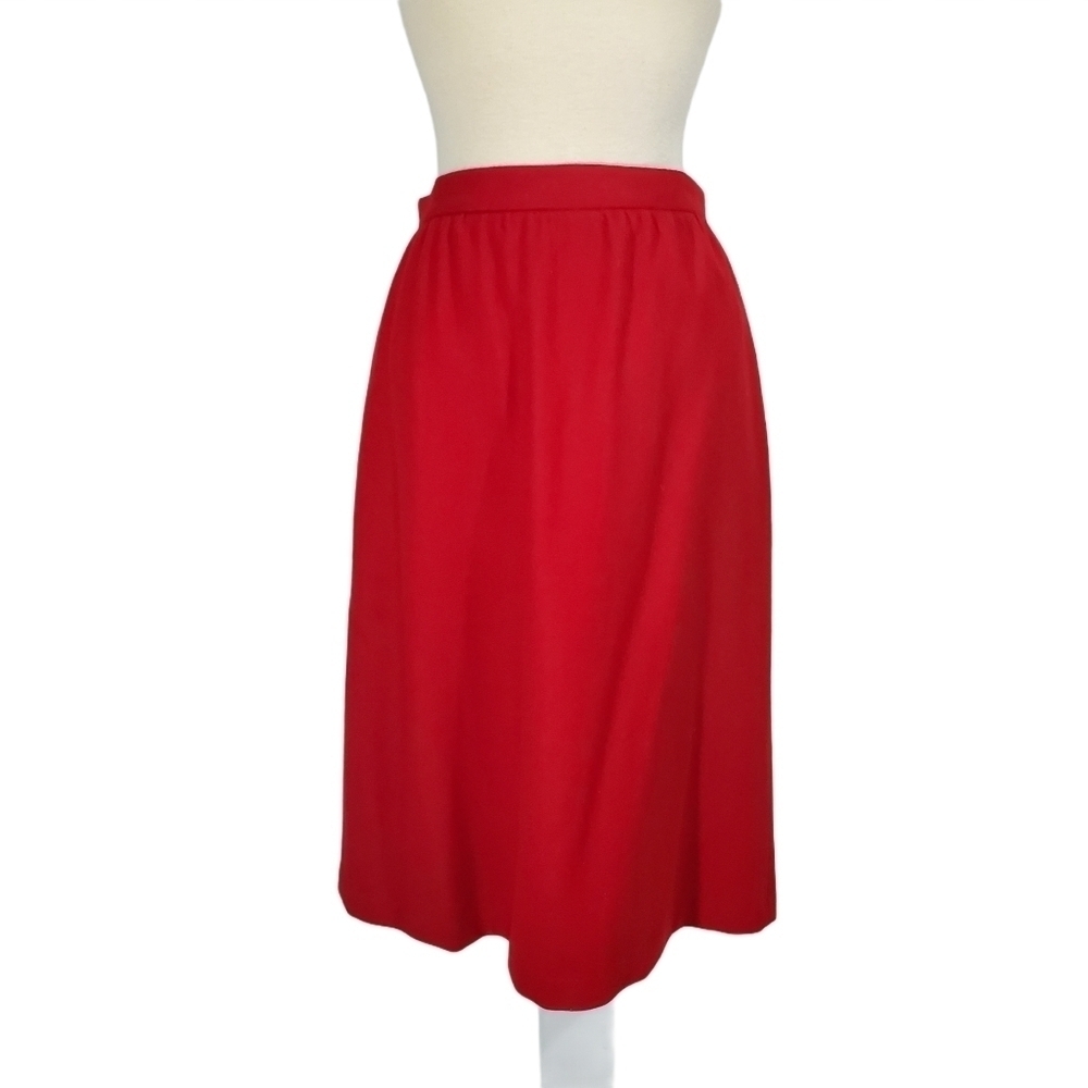 Vintage Stephen Douglas Red Wool Midi Skirt